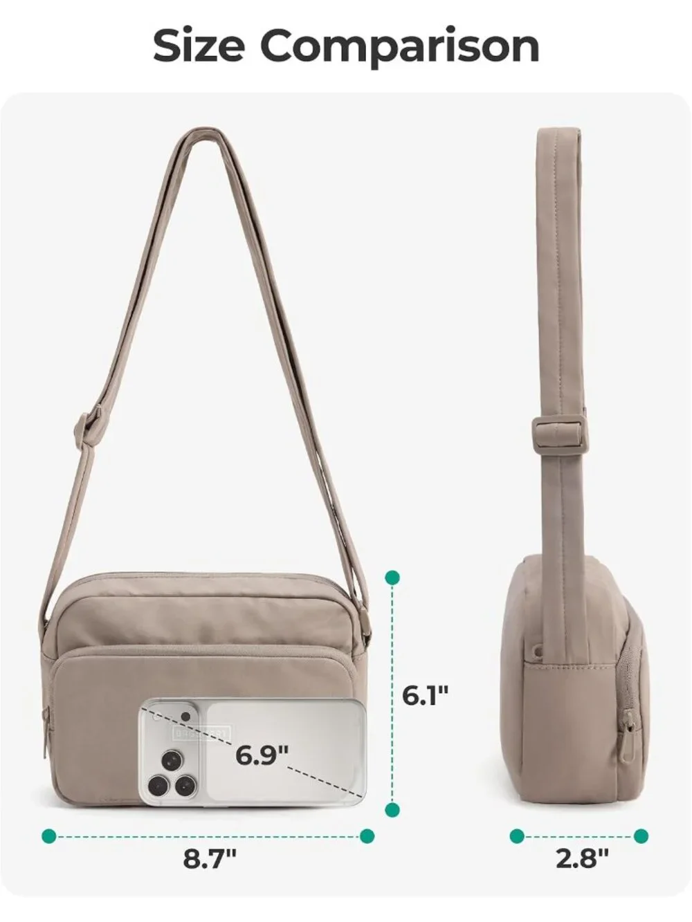 👜Women's Pink Mini Foldable Crossbody Bag Waterproof Travel Shoulder Purse